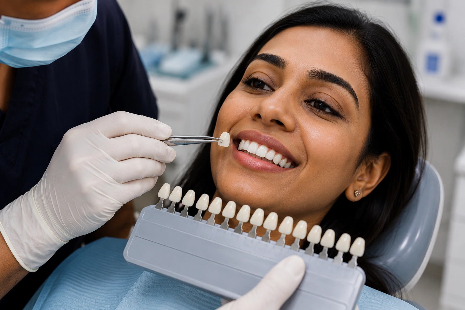Veneer shade matching and smile design consultation